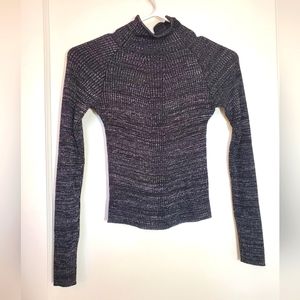 Black and Grey Long Sleeve Mock Bodycone Sweater